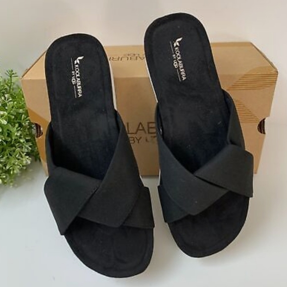 NEW KOOLABURRA CARENZA BU UGG BLACK 9M SLIDE ON SANDALS 3063 - Picture 2 of 9